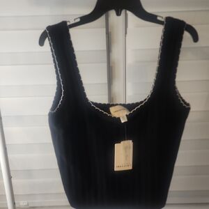 Industry Republic Black Knit Top with White Trim Viscose Blend Size S